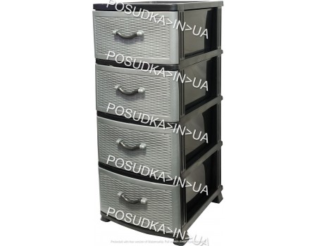 Пластиковый комод для овощей фруктов на кухню 4 ящика Сетка темно-серый Efe Plastics