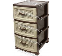 Пластиковый комод на 3 ящика Сетка бежево-коричневый Efe Plastics	