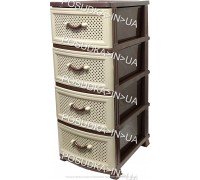 Пластиковый комод на 4 ящика Сетка бежево-коричневый Efe Plastics