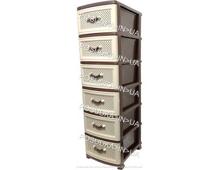 Пластиковий комод з висувними ящиками 6 ярусів Сітка бежево-коричнева Efe Plastics