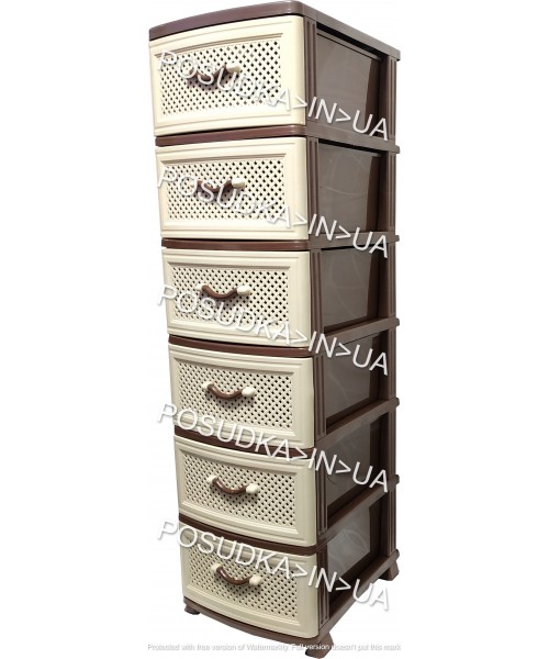 Пластиковый комод на 6 ящиков Сетка бежево-коричневый Efe Plastics	