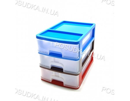  Комод пластиковый канцелярский настольный на 3 ящика цветной