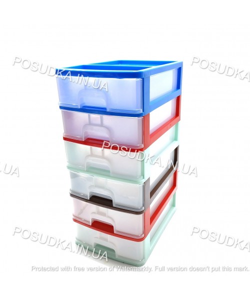 Комод канцелярський А4 пластиковий 6 ящиків висота 57 см кольоровий