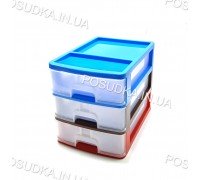 Комод канцелярский А4 пластиковый 3 ящика высота 29 см цветной