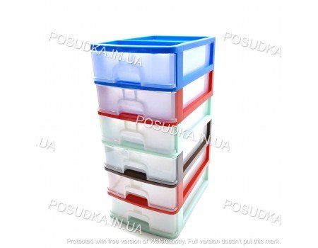 Комод органайзер для бумаги пластиковый А4 6 ярусов цветной