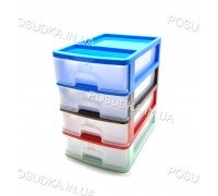 Комод канцелярский А4 пластиковый 4 ящика высота 38 см цветной