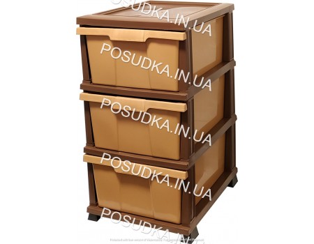 Комод пластиковый с цельными ящиками бежевый на 3 ящика Elif Plastik Classic