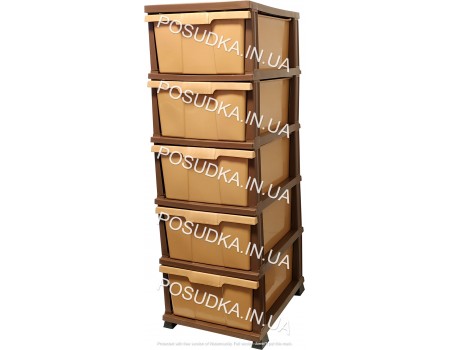 Комод пластиковий бежево-коричневий на 5 ящиків Elif Plastik Classic 300-1-5