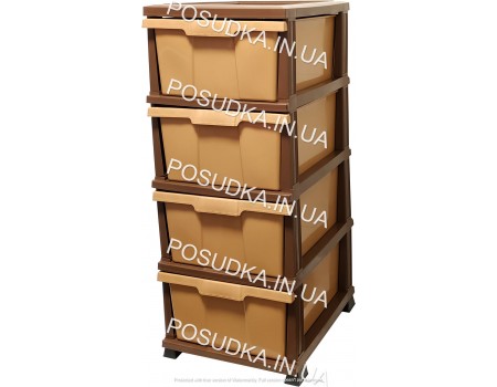 Комод пластиковый 4 ящика бежевый с цельными ящиками Elif Plastik Classic 300-1-4