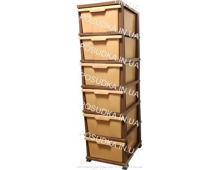 Пластиковий комод на 6 ярусів бежево-коричневий Elif Plastik Classic 300-1-6