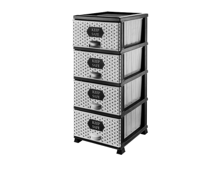 Пластиковий комод для кухні Keep Safe на 4 ящики Elif Plastik темно-сірий