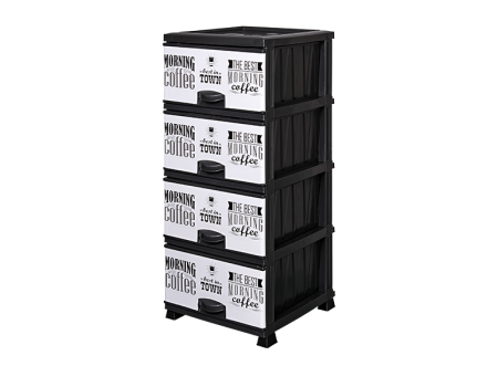 Пластиковые комоды дешево для хранения Кофе белый на 4  ящика Elif Plastik