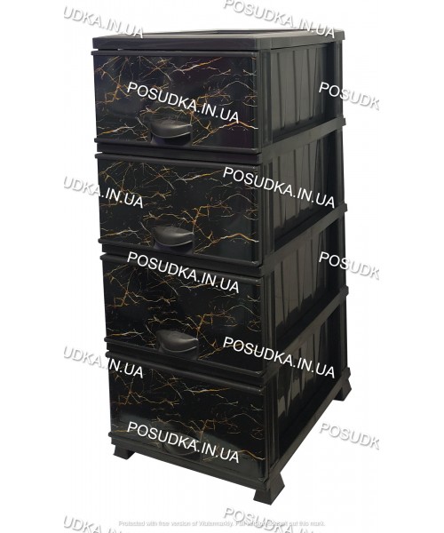 Комод пластиковый рисунок Мрамор темный на 4 ящика Elif Plastik 498-4-4