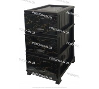 Комод пластиковий малюнок Мармур темний на 3 ящики Elif Plastik 498-4-3