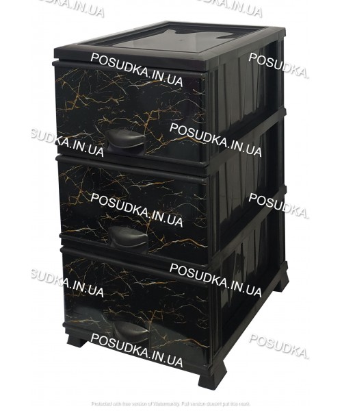 Комод пластиковый рисунок Мрамор темный на 3 ящика Elif Plastik 498-4-3