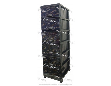 Комод для ванної пластиковий чорний Мармур на 6 ящиків Elif Plastik 498-4-6