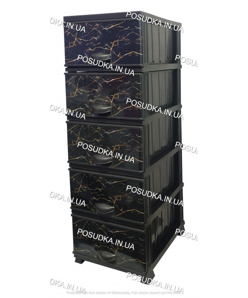 Комод пластиковый рисунок Мрамор темный на 5 ящиковlif Plastik 498-4-5