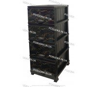 Комод пластиковый рисунок Мрамор темный на 4 ящика Elif Plastik 498-4-4