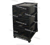 Комод пластиковый рисунок Мрамор темный на 3 ящика Elif Plastik 498-4-3