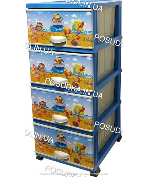 Комод для мальчика пластиковый Море на 4 ящика Elif Plastik 298-40-4