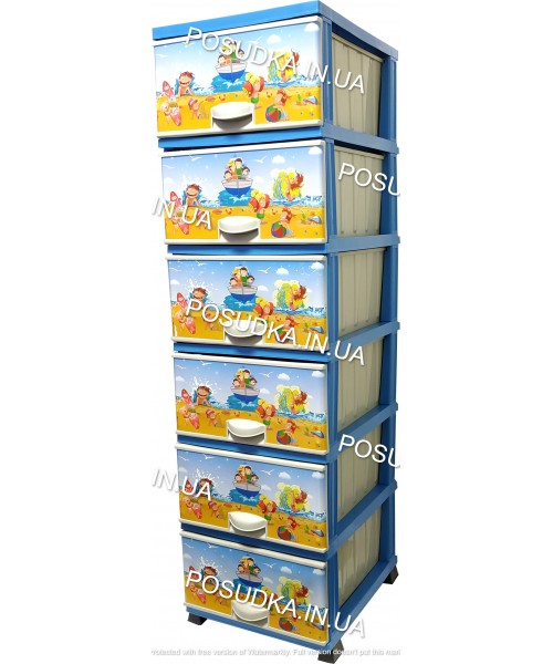 Комод для мальчика пластиковый Море на 6 ящиков Elif Plastik 298-40-6