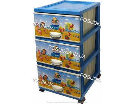 Комод пластик в детскую на 3 ящика Море для мальчика Elif Plastik 298-40-3