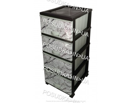 Комод пластик для хранения Мрамор белый на 4  ящика Elif Plastik 