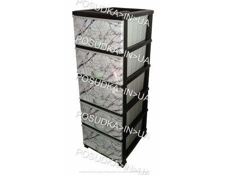 Пластиковий комод із ящиками Мармур білий на 5 ярусів Elif Plastik 398-4-5