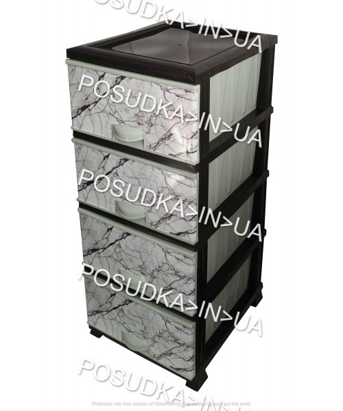 Комод пластиковый Мрамор на 4 ящика Elif Plastik 398-4-3