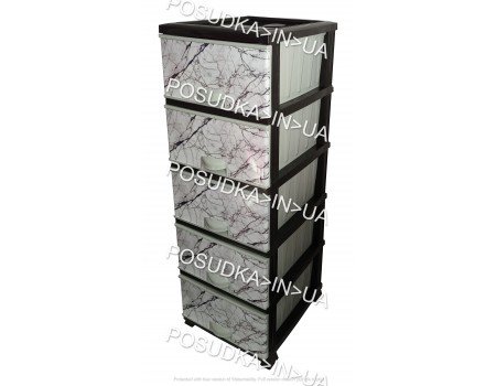 Пластиковый комод с ящиками Мрамор белый на 5 ярусов Elif Plastik 398-4-5