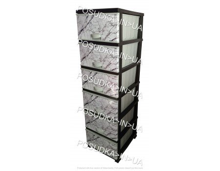 Комод для ванной пластиковый белый Мрамор на 6 ящиков Elif Plastik 398-4-6