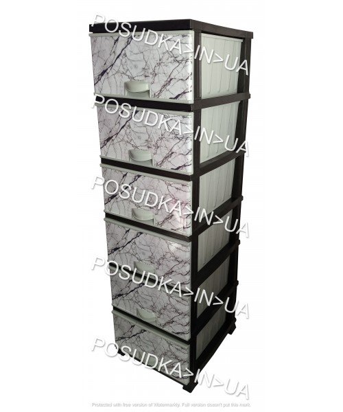 Комод пластиковый Мрамор на 6 ящиков Elif Plastik 398-4-6