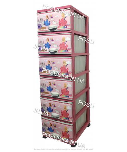 Комод для девочки пластиковый Принцесса на 6 ящиков Elif Plastik 298-30-6