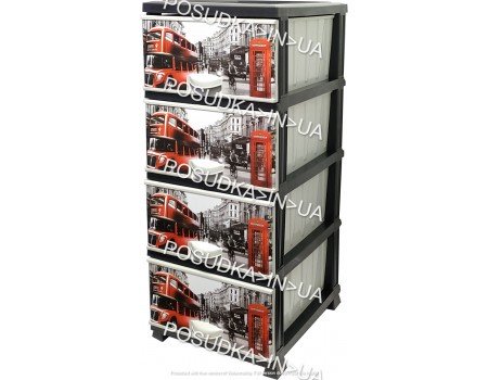 Комод із пластмаси для зберігання Лондон на 4 ящики Elif Plastik