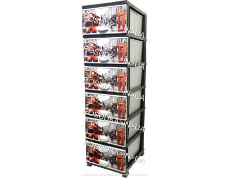 Комод для зберігання пластиковий London на 6 ящиків Elif Plastik 298-4-6