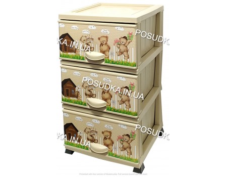 Комод для детской пластиковый Мишки на 3 ящика Elif Plastik 298-20-3