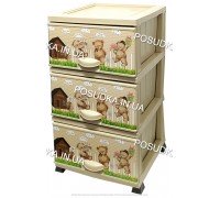 Комод дитячий пластиковий Ведмедики на 3 ящики Elif Plastik 298-20-3