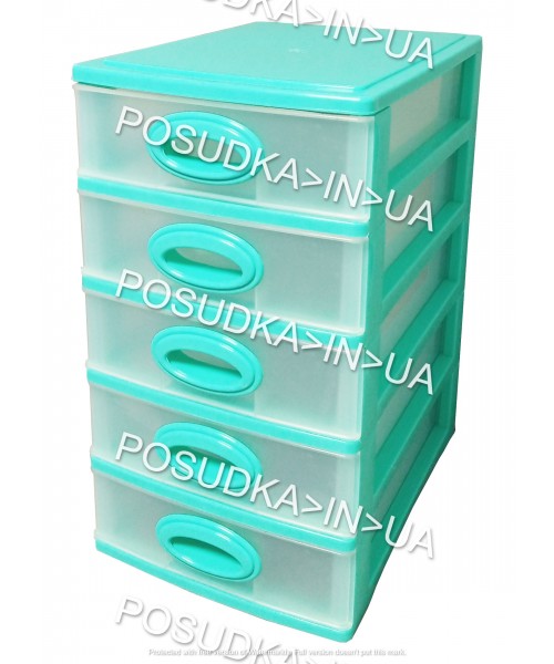 Мини-комод на 5 ящиков Консенсус мятно-бирюзовый