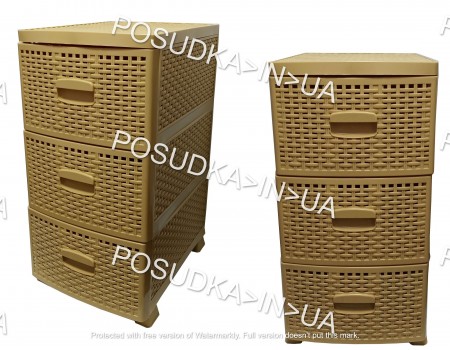 Комод для ванної пластиковий 3 ящики бежевий Консенсус