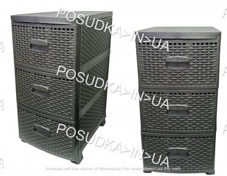 Комод для одежды пластиковый 3 яруса темно-серый Консенсус 