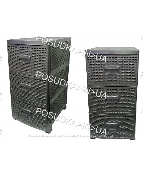 Комод Ротанг Консенсус 3 ящика серый