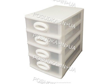 Мини-комод органайзер для хранения инструментов на 4 ящика Консенсус белый 