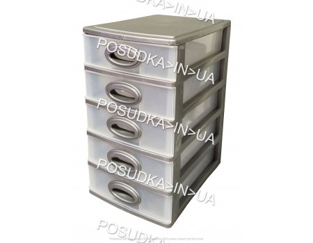 Мини-комод настольный для хранения на 5 ящиков Консенсус серый