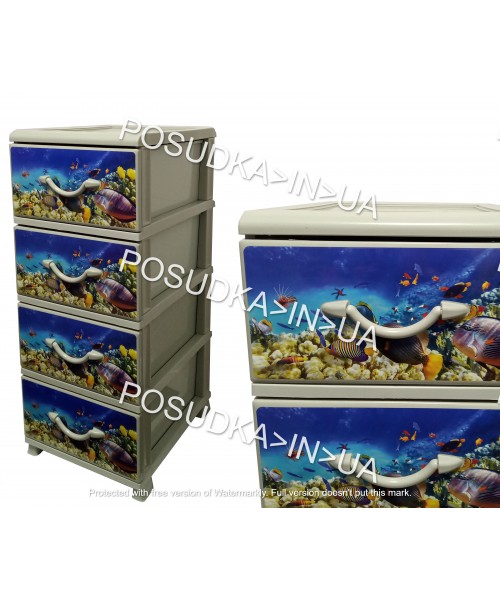 Комод для хранения пластиковый на 4 ящика Аквариум Senyayla Plastik