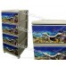 Комод платиковый голубой с морским рисунком 4 ящика Аквариум Senyayla Plastik