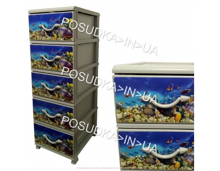 Комод із пластику для лазні, басейну, роздягальні на 5 ящиків Акваріум Senyayla Plastik