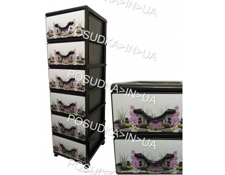 Пластиковий комод для кабінету, салону на 6 ящиків Камені Senyayla Plastik