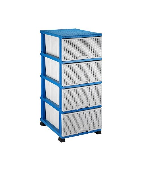 Комод пластмассовый Elif Plastik Wicker серо-голубой 296-3