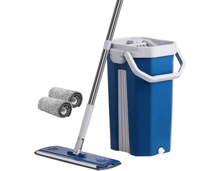 Швабра з відром комплект Scratch Cleaning Mop BLUE 8 літрів з автоматичним віджиманням
