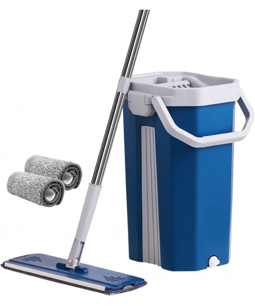 Швабра с ведром комплект Scratch Cleaning Mop BLUE 8 литров с автоматическим отжимом